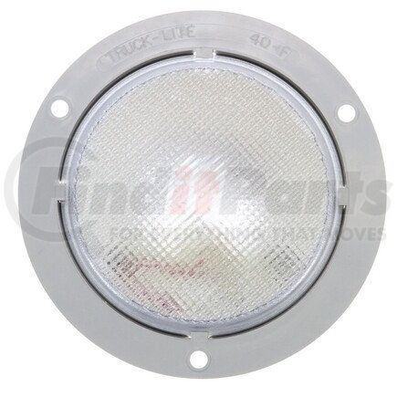 Truck-Lite 40023 Dome Light - 40 Series, Incandescent, 1 Bulb, Round Clear, Gray Flange Mount, PL-2, Stripped End/Ring Terminal, 12V, Kit