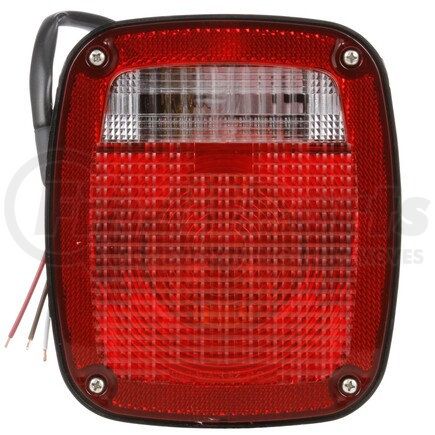 Truck-Lite 4027D Signal - Stat, Incandescent, Red/Clear Acrylic Lens, Universal, Combo Box Light, 3 Stud, Hardwired, Stripped End, 12V, Display