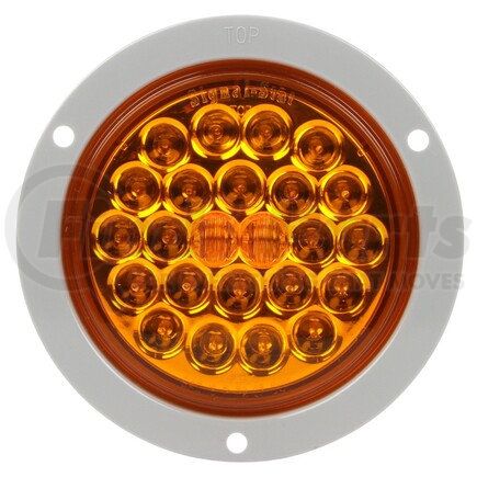 Truck-Lite 4053A Signal-Stat, LED, Yellow Round, 24 Diode, Front/Park/Turn, Gray Polycarbonate, Flange, 12V, PL-3