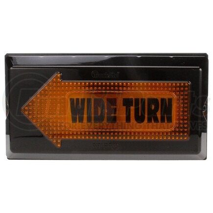 Truck-Lite 40804 40 Series, Wide Turn LH Side, Incandescent, Yellow Rectangular, 2 Bulb, Auxiliary Turn Signal, Black Grommet Mount, PL-2, Ring Terminal, 12V