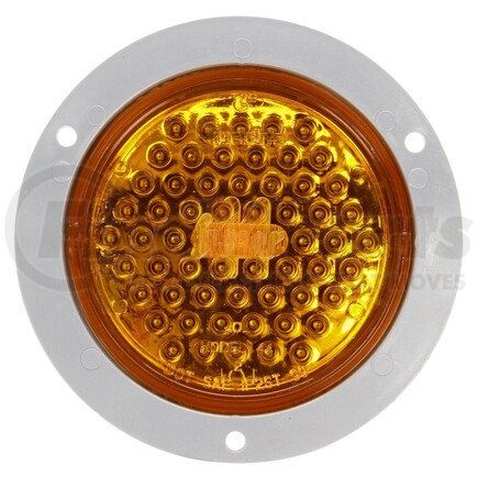 Truck-Lite 44023Y Super 44, LED, Yellow Round, 60 Diode, Front/Park/Turn, Gray Polycarbonate, Flange Mount, 12V, Fit 'N Forget S.S., Straight PL-3 Female, Kit