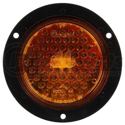 Truck-Lite 44024Y Super 44, LED, Yellow Round, 60 Diode, Front/Park/Turn, Black Polycarbonate, Flange Mount, 12V, Fit 'N Forget S.S., Straight PL-3 Female, Kit