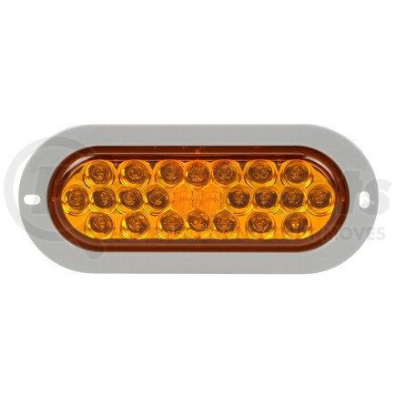 Truck-Lite 6053A Signal-Stat, LED, Yellow Oval, 24 Diode, Front/Park/Turn, Gray Polycarbonate, Flange, 12V, PL-3