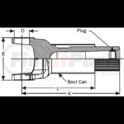 Dana 170-82-121X Spicer Drive Shaft Yoke Shaft