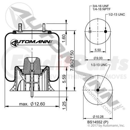 Automann AB1DK23K-9362 AIR SPRING ROLLING LOBE