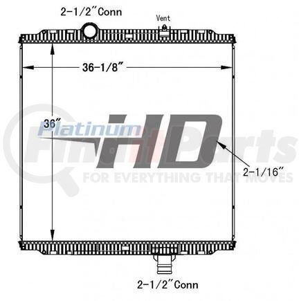 Peterbilt HDC010173PA Design Style  Plastic AluminumHeight  36 InchesWidth  36 1/8 InchesDepth  2 1/16 InchesInlet  2 1/2 Inch ConnectionOutlet  2 1/2 Inch ConnectionEngine Oil Cooler  NoTrans Oil Cooler  NoMake  Kenworth PeterbiltModel  W900 384Start Year