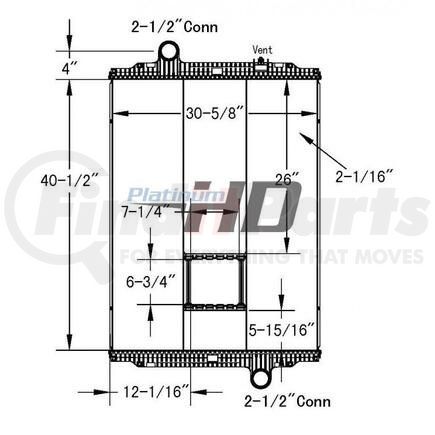 Peterbilt HDC010172PA Design Style  Plastic AluminumHeight  40 1/2 InchesWidth  30 5/8 InchesDepth  2 1/16 InchesInlet  2 1/2 Inch ConnectionOutlet  2 1/2 Inch ConnectionEngine Oil Cooler  NoTrans Oil Cooler  NoMake  Peterbilt  KenworthModel  320  T660Start