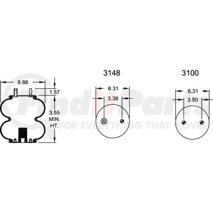 Firestone W013586962 Airide Air Spring Double Convoluted 20-2