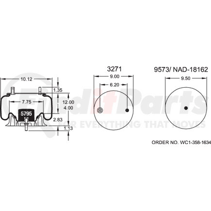 Firestone W013588971 Airide Air Spring Reversible Sleeve 1T15M-0