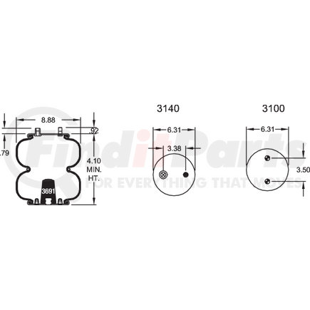 Firestone W013586946 Airide Air Spring Double Convoluted 20-2