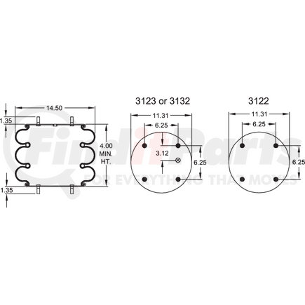 Firestone W013587848 Air Spring Triple Convoluted 333