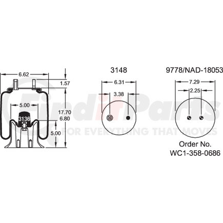 Firestone W013585414 Airide Air Spring Reversible Sleeve 1T14C-3