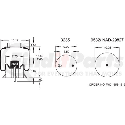 Firestone W013588803 Airide Air Spring Reversible Sleeve 1T15M-4