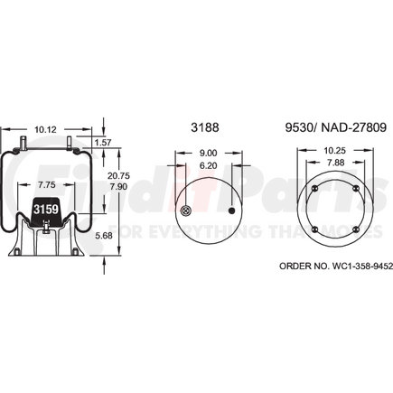 Firestone W013589227 Airide Air Spring Reversible Sleeve 1T15M-6