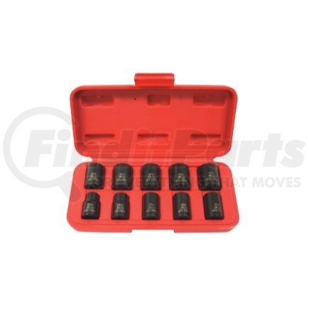 K-Tool International KTI-37100 10 Piece 3/8" Drive 6 Point Metric Standard Impact Socket Set
