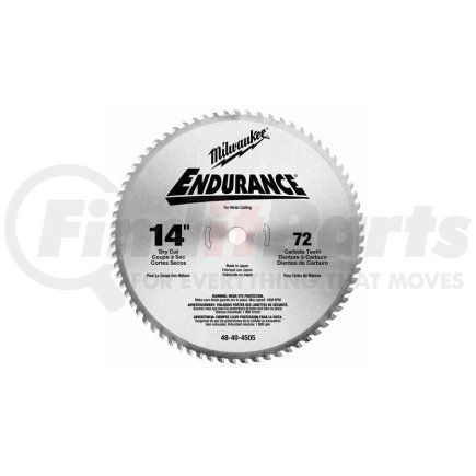 Milwaukee 48-40-4505 Milwaukee&#174; 48-40-4505 14" 72 Teeth Dry Cut Carbide Tipped Circular Saw Blade