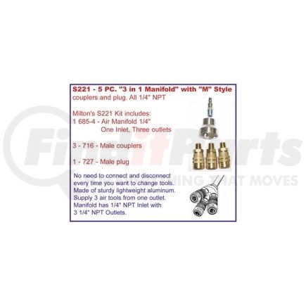 Milton Industries S221 5 PC M STYLE 3 N 1 MANIFOLD KT