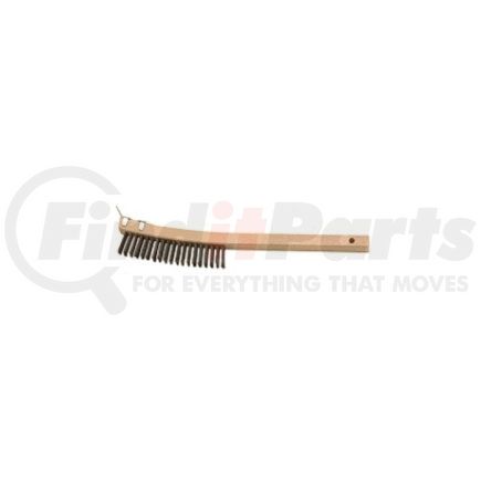 Laitner Brush Products 942 Wire Scratch Brush, with Scraper End, 3 x 19 Row Curved Bristles, 14" Overall Length, Wooden Handle