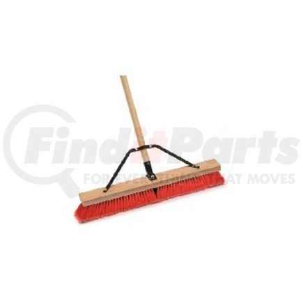 Laitner Brush Products 1426 Indoor/Outdoor Push Broom, 24" Wide Block, with 3" Semi-Stiff Inner Synthetic Bristles, 60" Handle