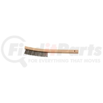 Laitner Brush Products 941 Wire Scratch Brush, 3 x 19 Row Curved Bristles, 14" Overall Length, Wooden Handle