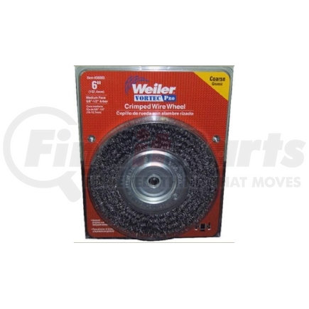 Weiler 36003 Bench Grinder Wire Wheel, 6" Diameter, Coarse Crimped Wire, Medium Face, 5/8" to 1/2" Arbor