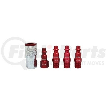 Milton Industries S-305MKIT ColorFit by Milton Coupler & Plug Kit - (M-Style, Red) - 1/4" NPT, (5-Piece)