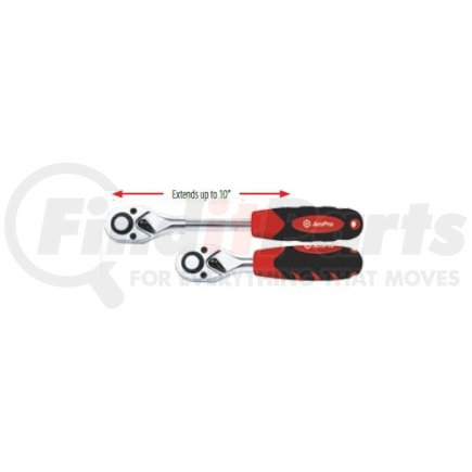 Ampro Tools T19055 Ratchet, 2 in 1 Extendable, 1/2 Drive, Quick Release, Extends up to 10 inches