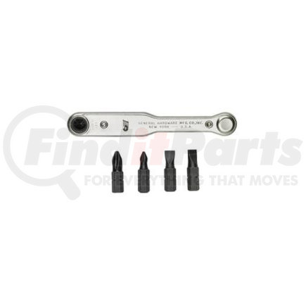 General Tools & Instruments 8075 Ratcheting Offset Screwdriver Set, 5 Piece, with Handle, Two Slotted and Two Phillips Bits