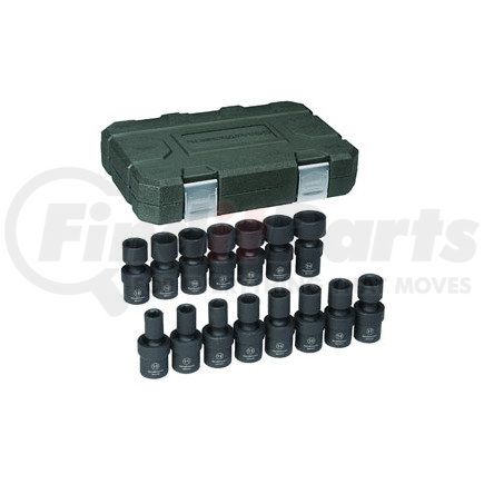 GEARWRENCH 84939N 15 Pc. 1/2" Drive 6 Point Metric Universal Impact Socket Set