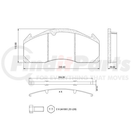 Haldex MPBD1560XT Air Disc Brake Pad