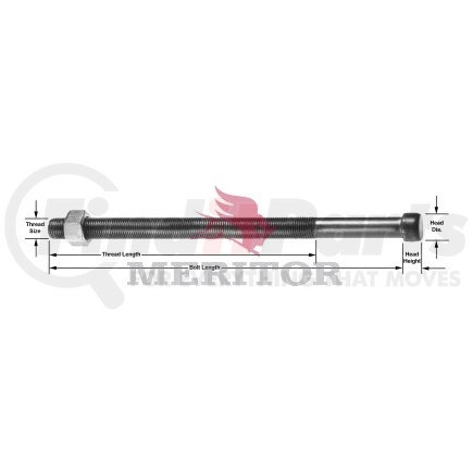 Meritor R303193 Spring Center Bolt, 1/2 -20 x 8 Long