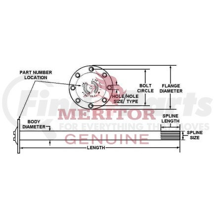 Meritor 3202Q8805 Meritor Genuine - AXLE SHAFT
