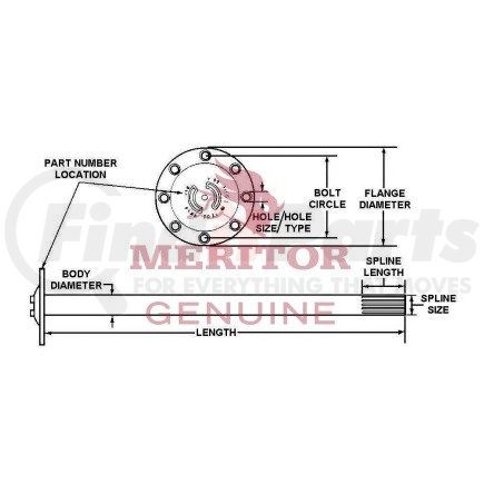 Meritor 3206C1485 Meritor Genuine Axle Shaft