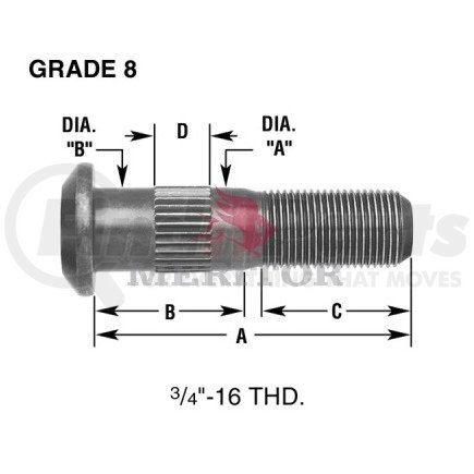 Meritor 09001996 BOLT-SERR 3/4-1