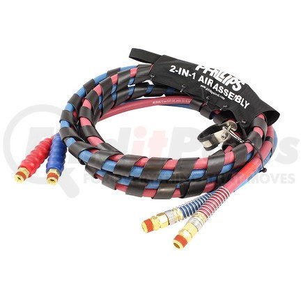 Phillips Industries 11-82150 Air Line Assembly - 2-in-1, Red and Blue Rubber, 15 Ft. With Red and Blue (Emergency and Service) Handles