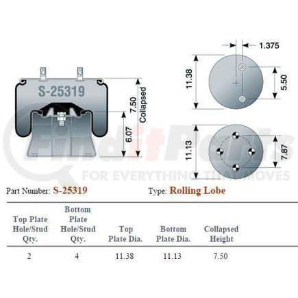 Hendrickson S-25319 AIR BAG, AAT/EDT, 30K