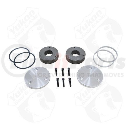 YUKON HARDCORE YHC50007 Yukon hardcore drive flange kit for Dana 44, 19 spline outer stubs. Yukon engraved caps.