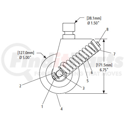 SAF-HOLLAND XA-V-350 Landing Gear Part - Swivel Caster with Cast Iron Wheel