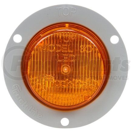 Truck-Lite 30251Y3 30 Series, LED, Yellow Round, 2 Diode, Marker Clearance Light, P3, Gray Polycarbonate Flange Mount, Fit 'N Forget M/C, 12V, Bulk