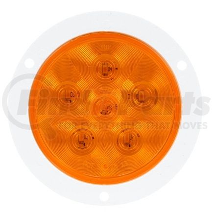 Truck-Lite 44284Y Super 44, LED, Yellow Round, 6 Diode, Rear Turn Signal, White Flange Mount, Fit 'N Forget S.S., 12V