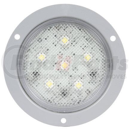 Truck-Lite 44339C Dome Light - Super 44, Led, 6 Diode, Round Clear, Gray Flange Mount, Hardwired, .180 Bullet, 12V