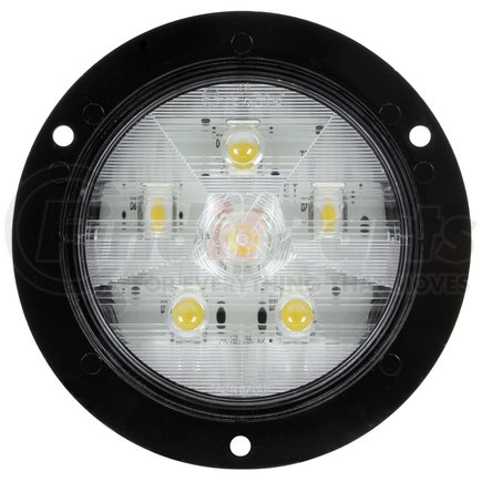 Truck-Lite 44346C Super 44, LED, Clear Round, 6 Diode, Back - Up Light, Black Flange Mount, Fit 'N Forget S.S., 12V