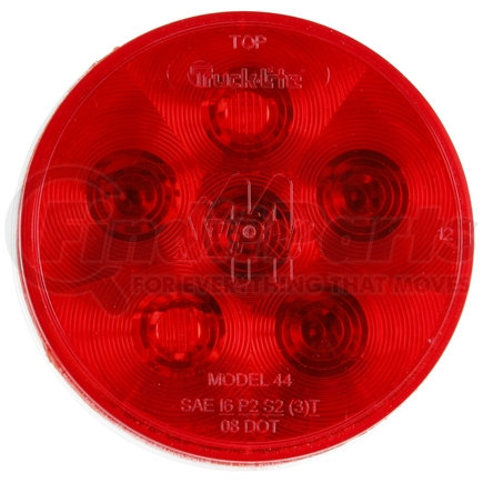 Truck-Lite 44350R Super 44, LED, Red, Round, 6 Diode, Stop/Turn/Tail, Hardwired, Stripped End, 12V