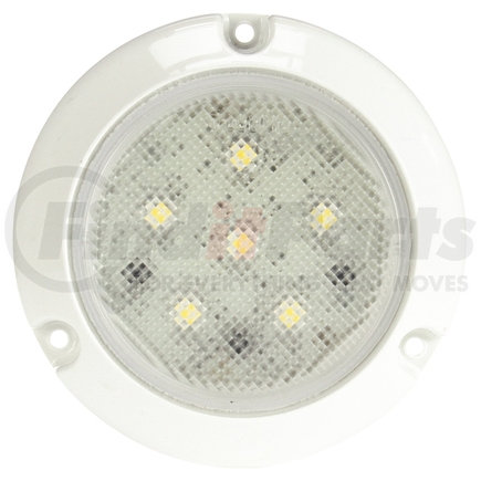 Truck-Lite 44439C Super 44, LED, 6 Diode, Round Clear, Dome Light, White Flange Mount, Hardwired, Stripped End, 12V