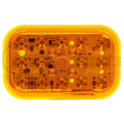 Truck-Lite 45044Y LED Turn Signal Light - 45 Series, European Approved, Yellow Rectangular, 19 Diode, Rear Turn Signal, Black Grommet Mount, Hardwired, .180 Bullet, 12V to 24V, Kit
