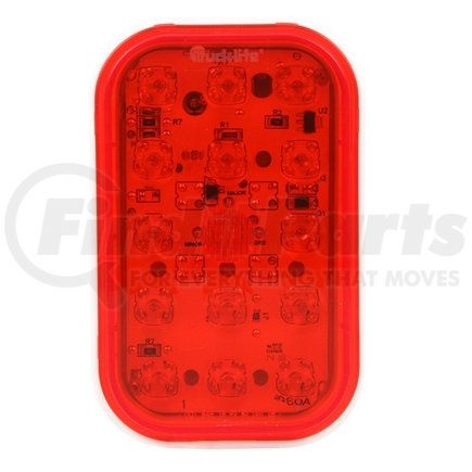 Truck-Lite 45258R 45 Series, LED, Red, Rectangular, 15 Diode, Stop/Turn/Tail, Hardwired, Straight PL-3 Female, 12 - 24V