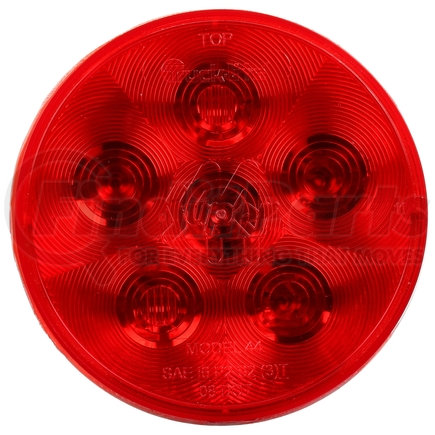 Truck-Lite 44030R3 LED Stop/Turn/Tail Light - Super 44, Red, Round, 6 Diode, Black Grommet Mount, Fit 'N Forget S.S., Straight PL-3 Female, 12V, Kit, Bulk