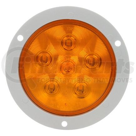 Truck-Lite 44095Y Super 44, LED, Yellow Round, 6 Diode, Front/Park/Turn, Gray Polycarbonate, Flange, 12V, Fit 'N Forget S.S., Female PL-3, Kit