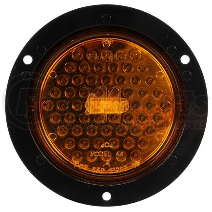 Truck-Lite 44224Y Super 44, LED, Yellow Round, 60 Diode, Front/Park/Turn, Black Polycarbonate, Flange Mount, 12V, Fit 'N Forget S.S.