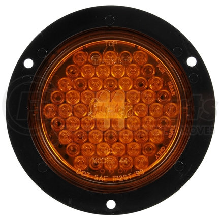 Truck-Lite 44227Y Super 44, LED, Yellow Round, 42 Diode, Rear Turn Signal, Black Flange Mount, Fit 'N Forget S.S., 12V